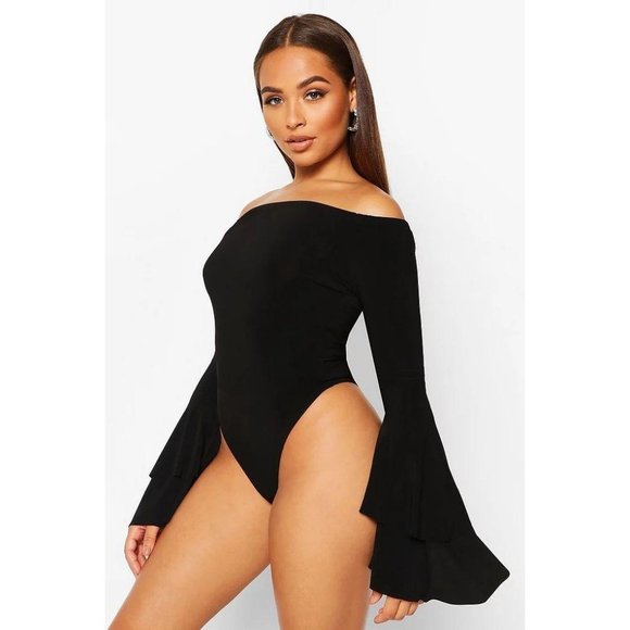 Boohoo Tops - Boohoo | Off The Shoulder Flared Sleeve Bodysuit